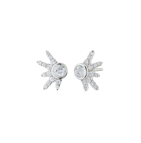 Sterling Silver "Points of Light" Earring with White Sapphires & White Topaz Center Stone