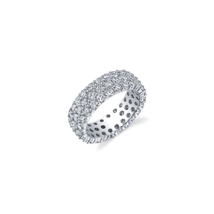 18K White Gold 3-Row Diamond Eternity Band