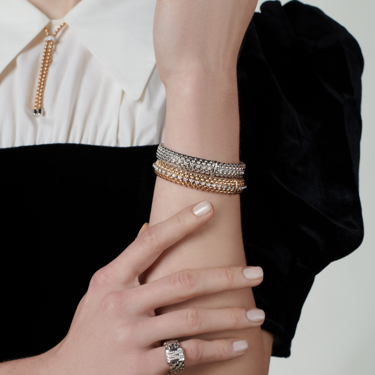 Fope Jewelry - Panorama 18K Yellow Gold & Diamonds Flex’it Bracelet | Manfredi Jewels