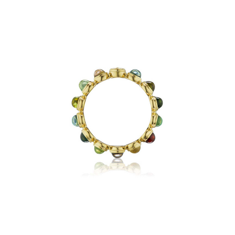 Celestial 18K Yellow Gold Limited Edition Tourmaline Cabochon Bead Ring