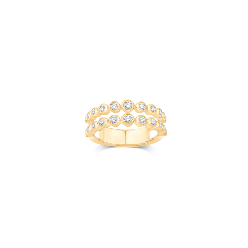 14K Yellow Gold Two-Row Bezel Set Diamond Ring