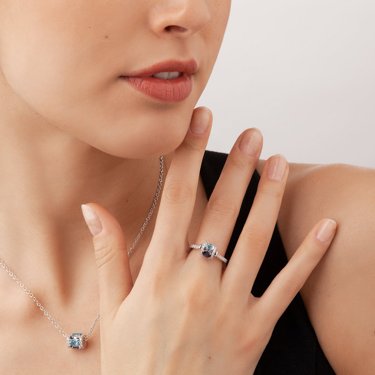 Miseno Jewelry - Procida 18K White Gold Diamonds & Aquamarine Pendant Necklace | Manfredi Jewels