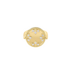 18K Yellow Gold Reversible Medallion Ring in White Mother of Pearl & Diamond