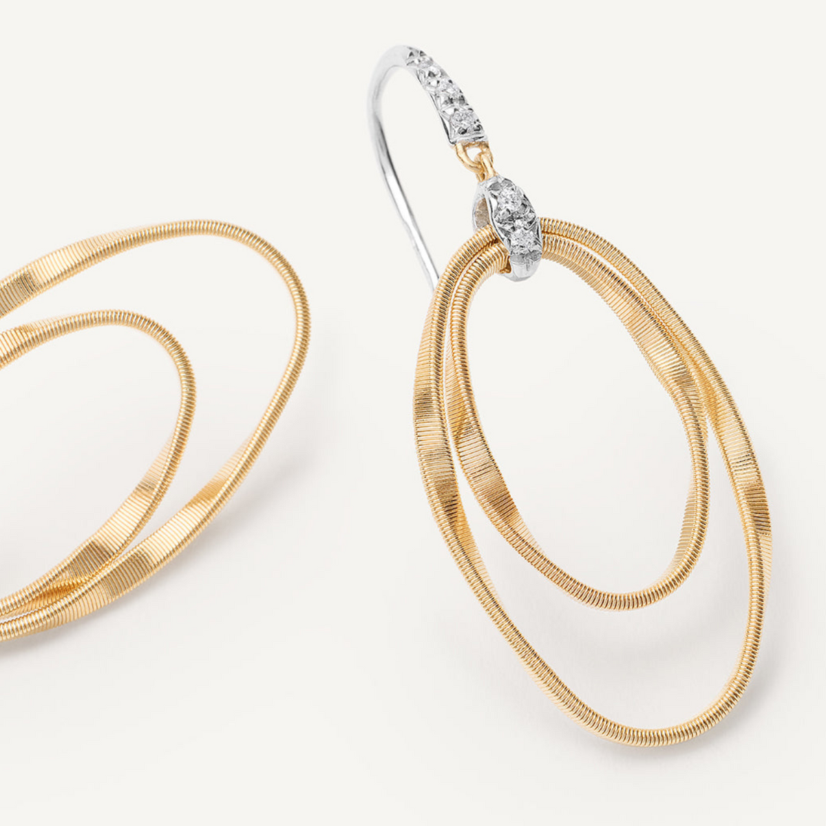 Marco Bicego Jewelry - Marrakech Onde 18K Yellow Gold Double Concentric Hook Diamond Earring | Manfredi Jewels