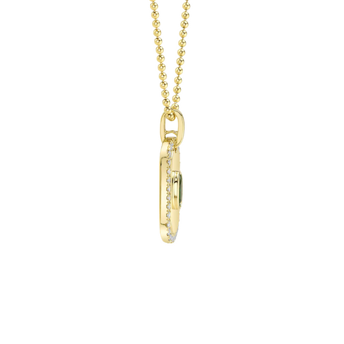 14K Yellow Gold, Diamond, & Emerald Pendant