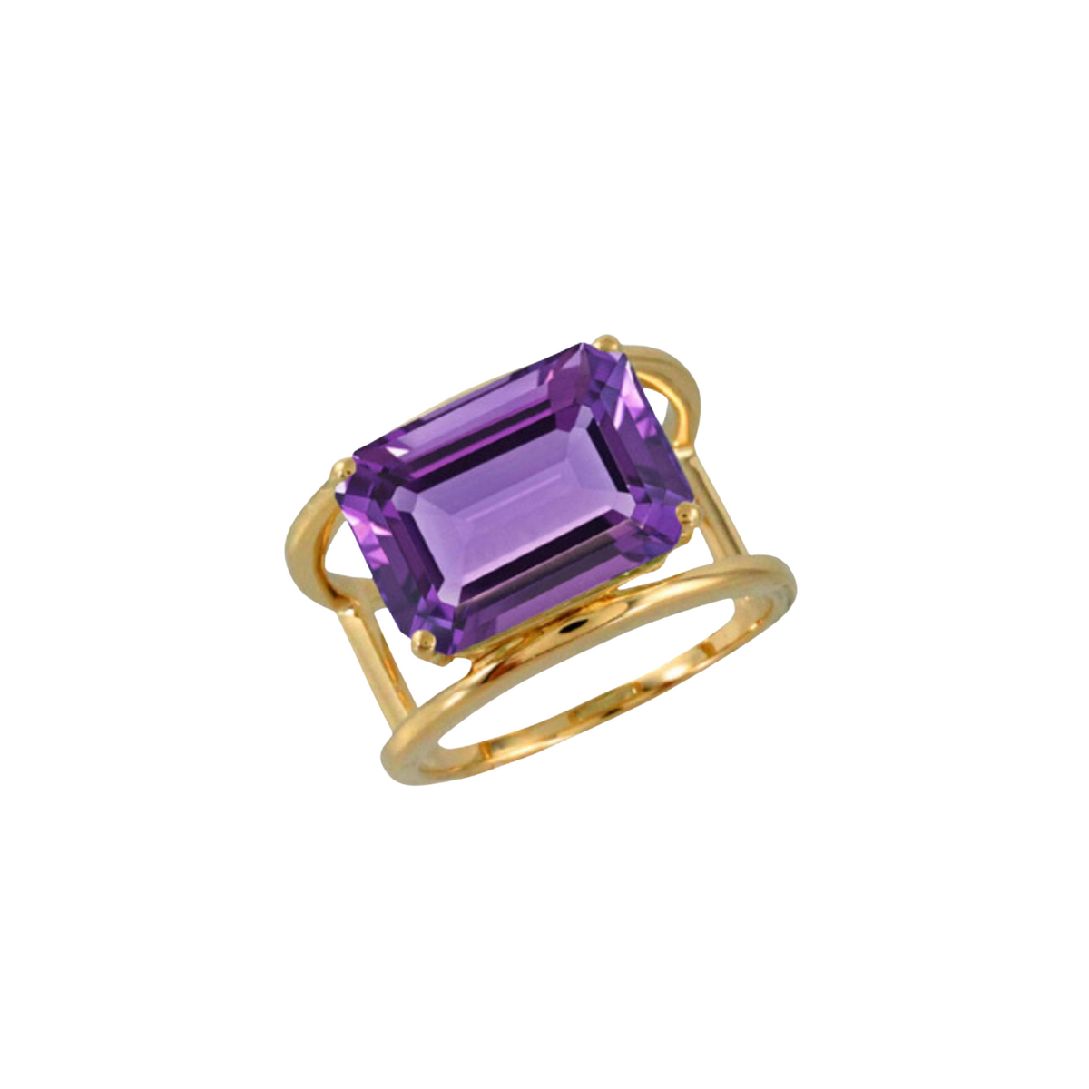 Doves Jewelry - Viola 18K Yellow Gold Purple Amethyst Center Ring | Manfredi Jewels