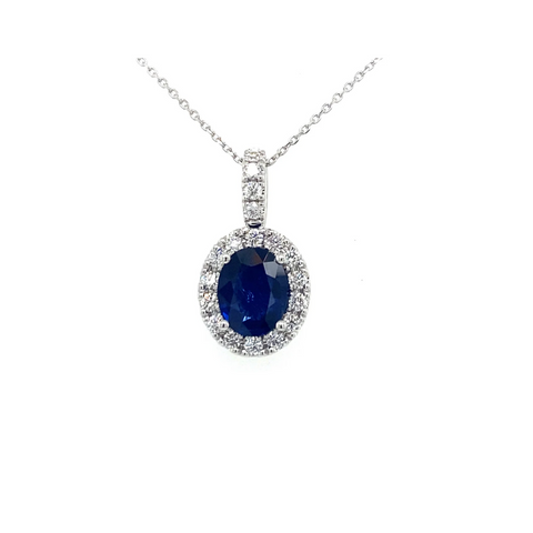 18K White Gold, Sapphire, & Diamond Pendant