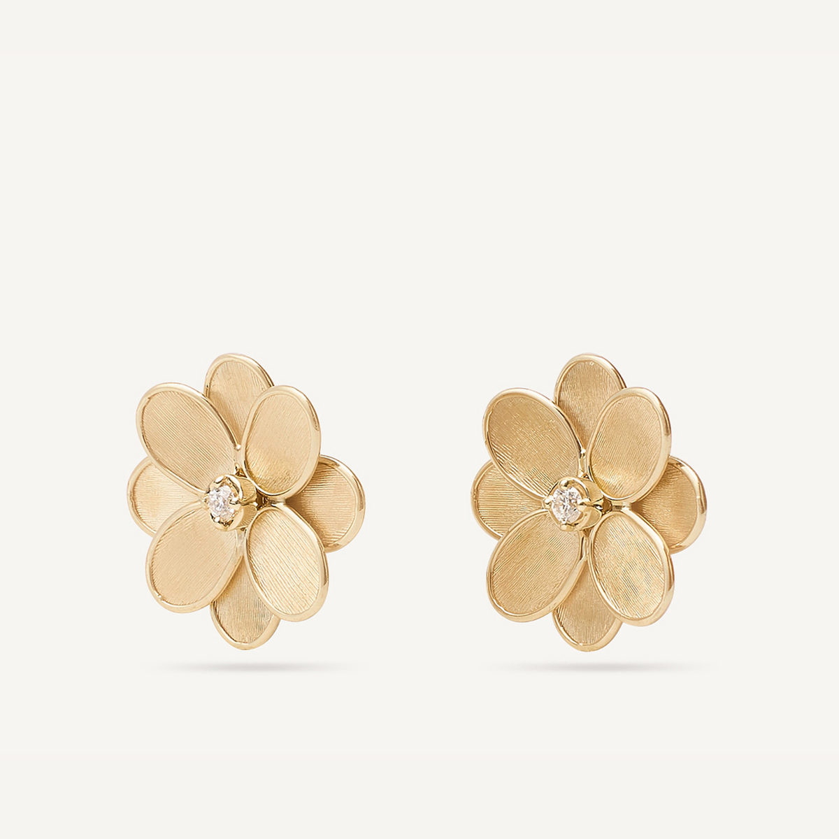 Marco Bicego Jewelry - Petali 18K Yellow Gold Diamond Flower Stud Earrings | Manfredi Jewels