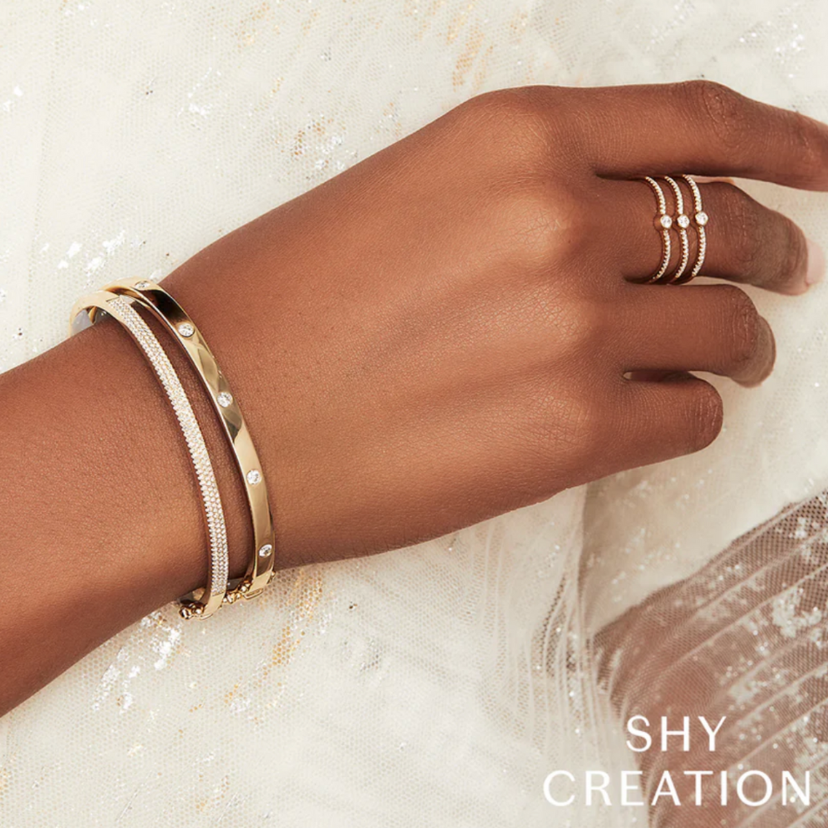 Shy Creation Bracelet - Kate 14K Yellow Gold & Diamond Bangle | Manfredi Jewels
