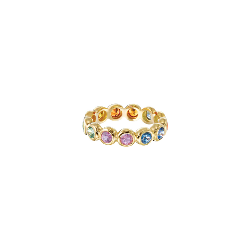 18K Yellow Gold Moonlight Band with Multi-Colored Sapphires