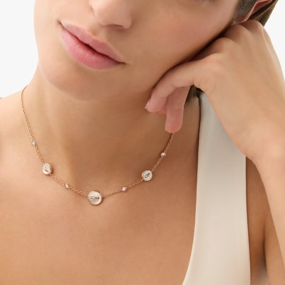18K Rose Gold Pom Pom Dot Reversible Necklace