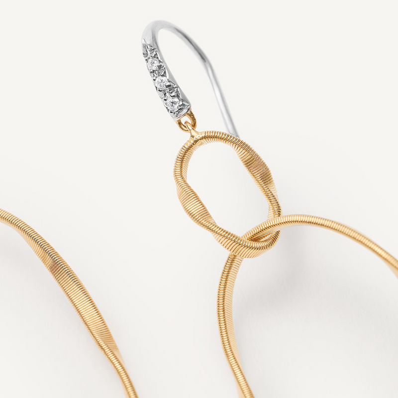 Marrakech Onde 18K Yellow Gold  Double Drop Hoop Diamond Earrings