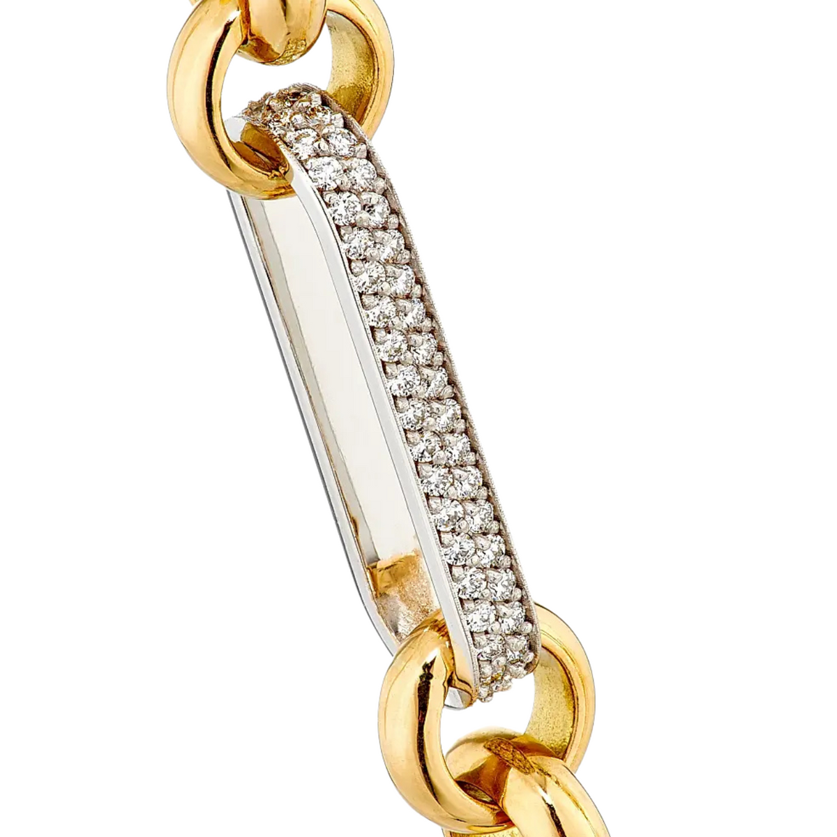 Roberto Coin - Two-Tone 18K Gold & Diamond Paper Clip Chain Necklace | Manfredi Jewels