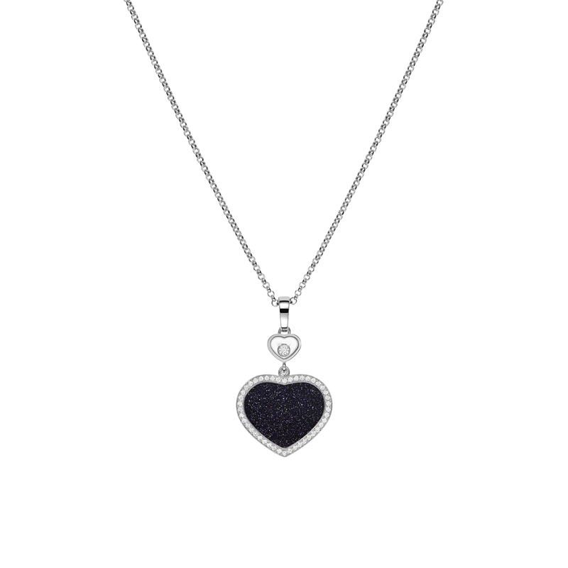 Happy Hearts Ethical White Gold Diamond Aventurine Pendant Necklace
