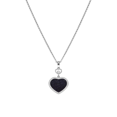 Happy Hearts Ethical White Gold Diamond Aventurine Pendant Necklace