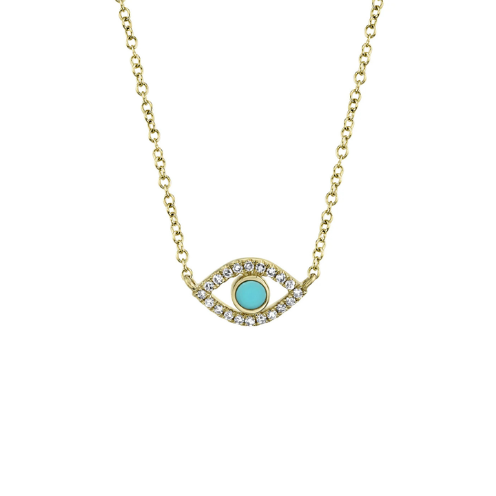 Kate 14K Yellow Gold Diamond & Composite Turquoise Eye Necklace