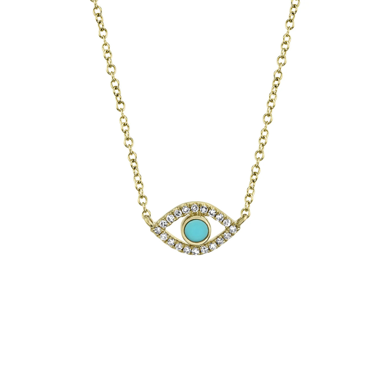 Kate 14K Yellow Gold Diamond & Composite Turquoise Eye Necklace