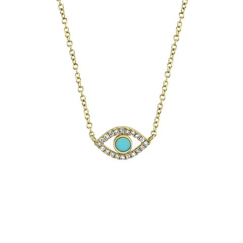 Kate 14K Yellow Gold Diamond & Composite Turquoise Eye Necklace