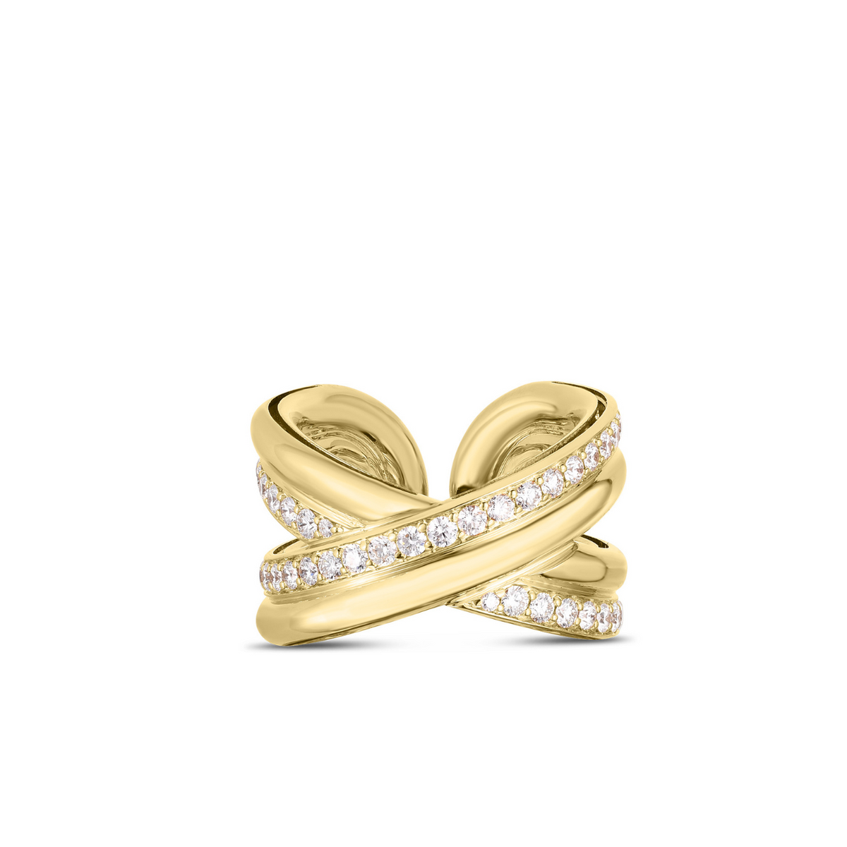 Roberto Coin Jewelry - Cialoma 18K Yellow Gold Diamond Crossover Ring | Manfredi Jewels
