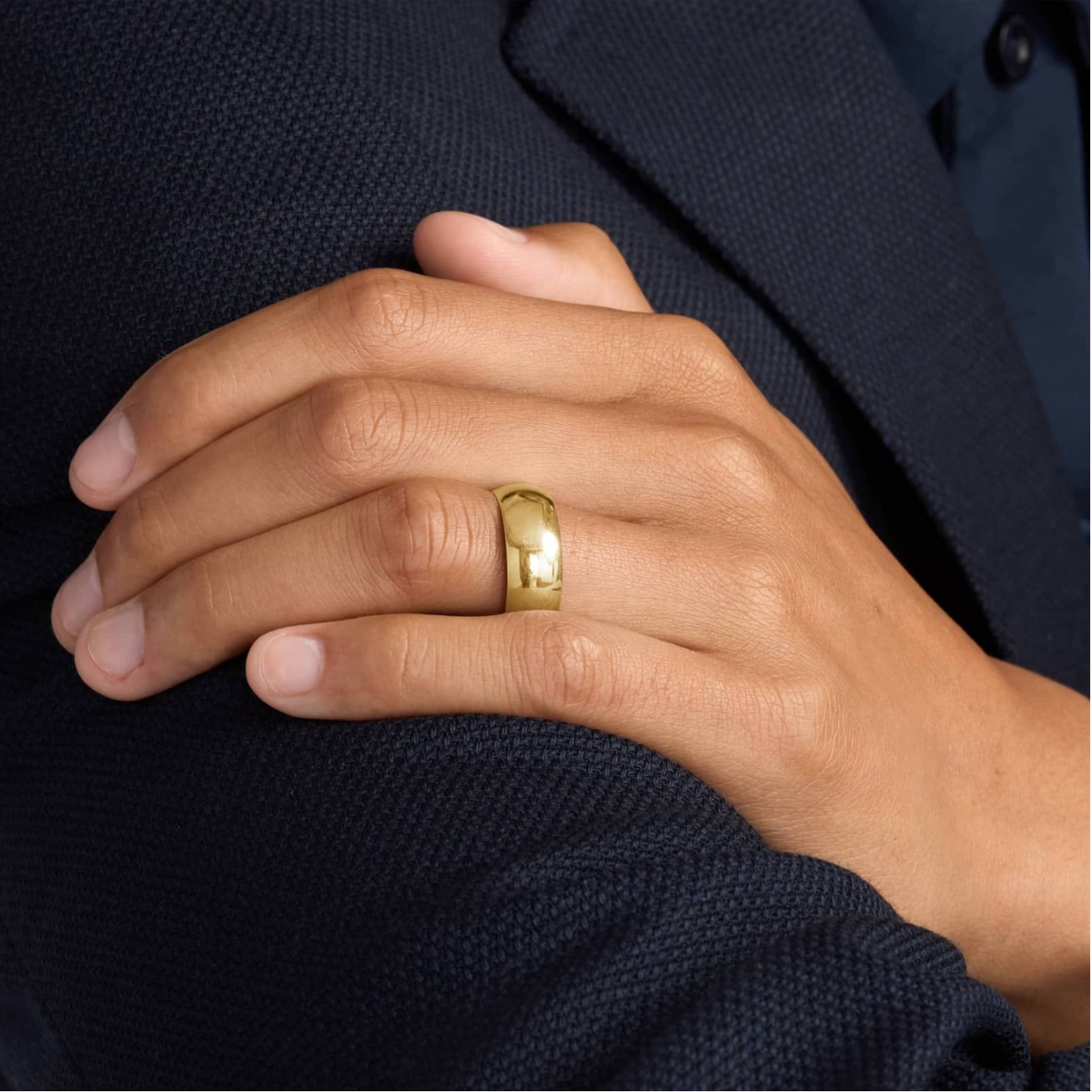Benchmark Wedding Rings - 14K Yellow Gold European Comfort Fit 8.0 Wedding Band Ring | Manfredi Jewels