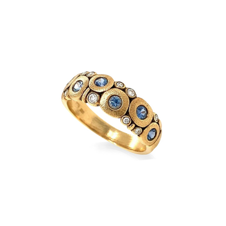 Alex Sepkus Jewelry - Candy 18K Yellow Gold Blue Sapphire Diamond Dome Ring | Manfredi Jewels