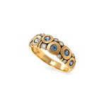 Candy 18K Yellow Gold Blue Sapphire Diamond Dome Ring