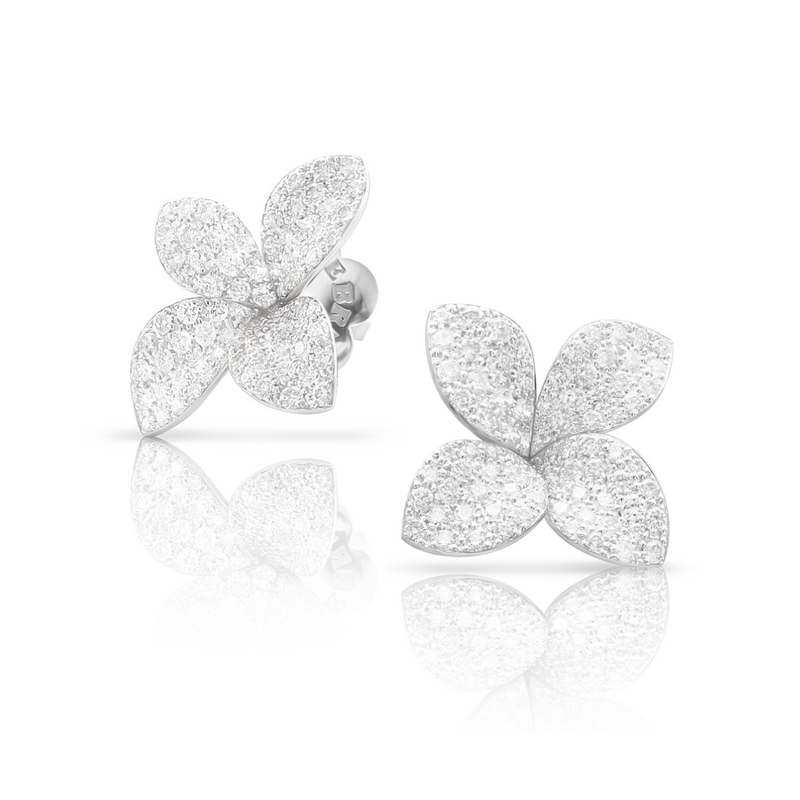 Petit Garden 18K White Gold Pavè Diamond Medium Flower Earrings