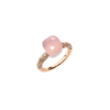 Nudo 18K Rose Gold Rose Quartz and Chalcedony with a Brown Diamond Pavé Petit Ring