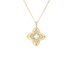 18K Yellow Gold Venetian Princess Pirouette Pave Diamond & Mother Of Pearl Flower Necklace