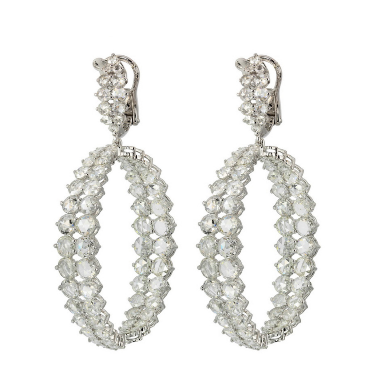 Etho Maria Jewelry - Gemini 18K White Gold Diamond Hoop Earrings | Manfredi Jewels
