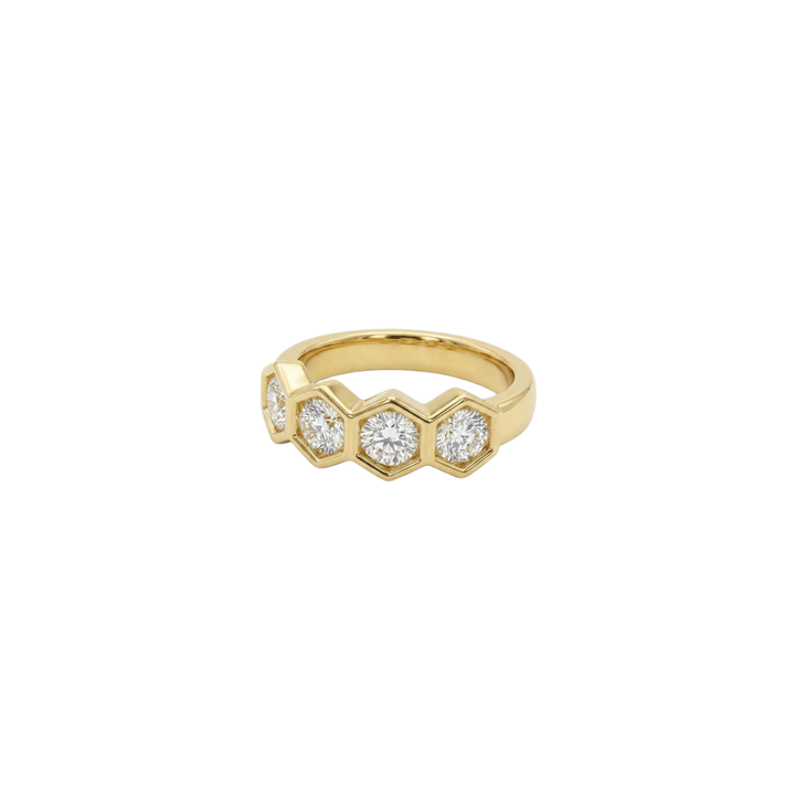 Estate 18K Yellow Gold & Diamond Bezel Set Ring