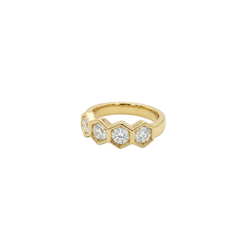 Estate 18K Yellow Gold & Diamond Bezel Set Ring