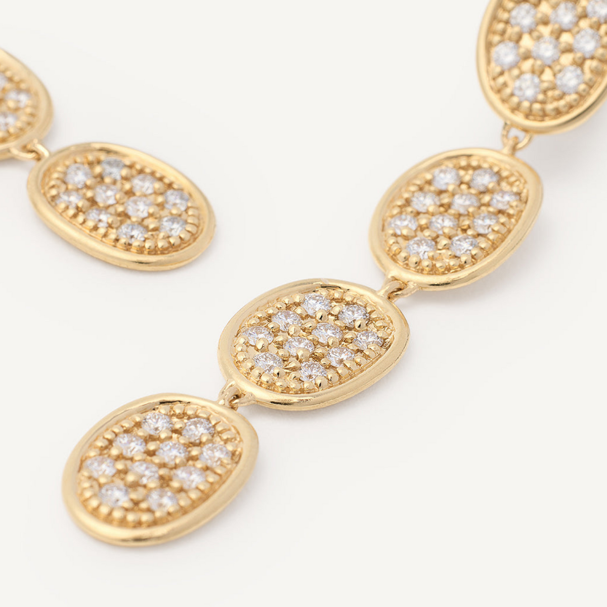 Marco Bicego Jewelry - Lunaria 18K Yellow Gold Pavé Link Linear Diamond Drop Earrings | Manfredi Jewels