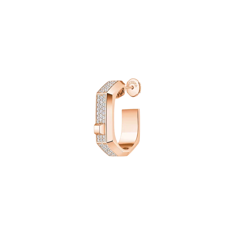 Moderniste 18K Rose Gold Diamond Pavé Single Hoop Earring Medium