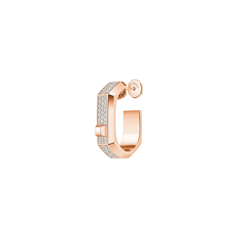 Moderniste 18K Rose Gold Diamond Pavé Single Hoop Earring Medium