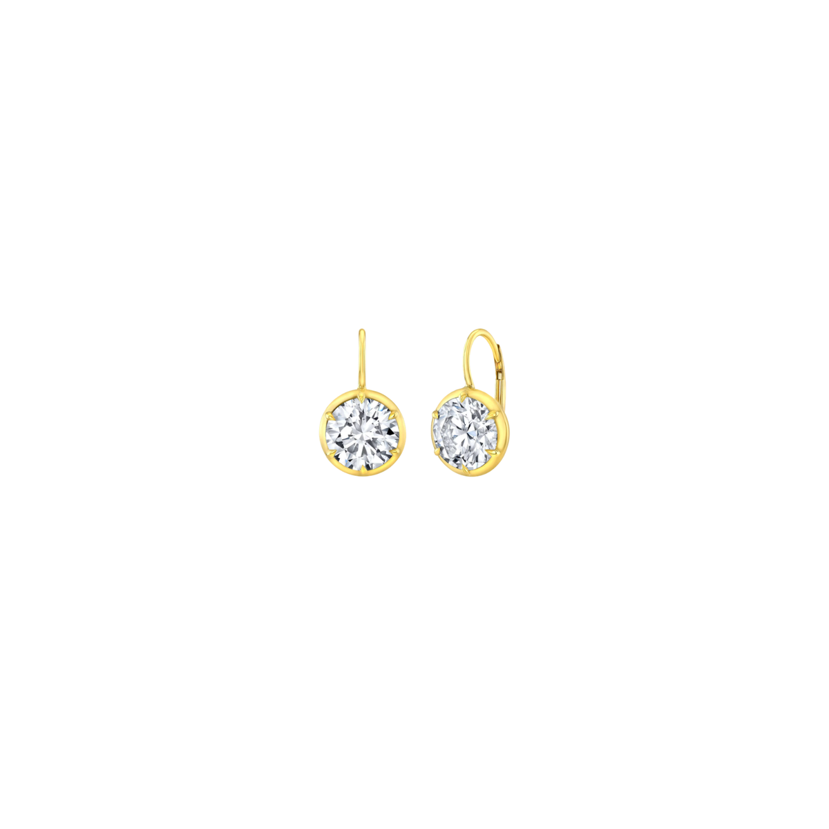 Rahaminov Diamonds - 18K Yellow Gold Diamond Round Drop Earrings | Manfredi Jewels