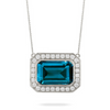 London Blue 18K White Gold Topaz & Diamond Halo Necklace