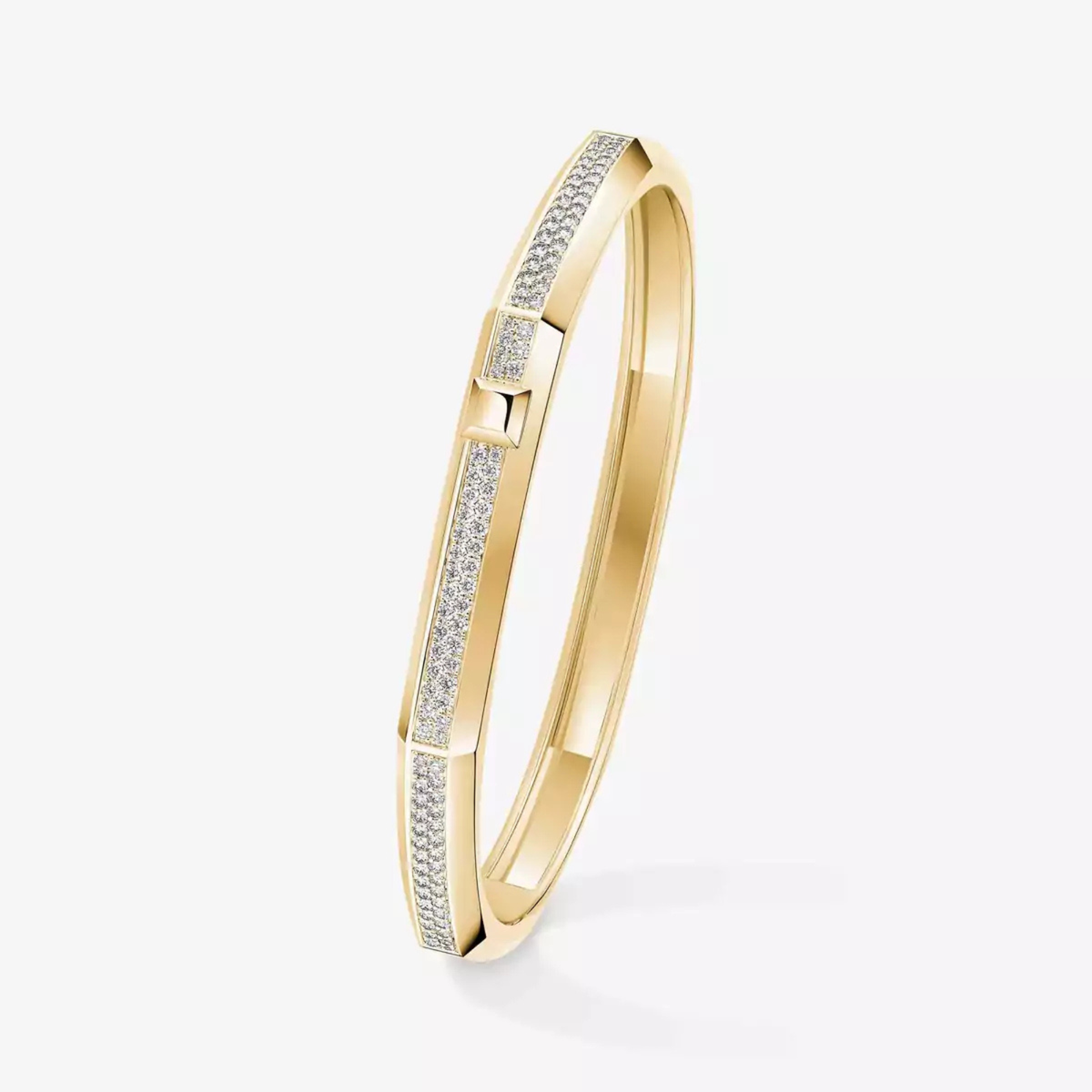 18K Yellow Gold Diamond Pavé Moderniste Bracelet Size Medium