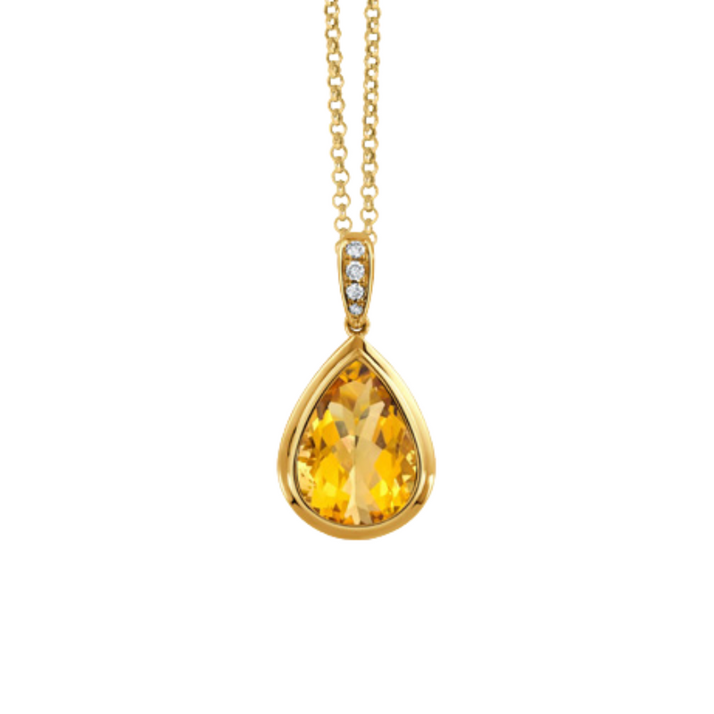 Limoncello 18K Yellow Gold Citrine Diamond Pendant Necklace