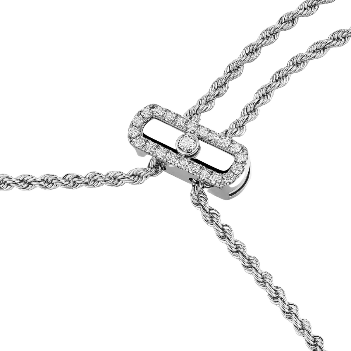 Messika Jewelry - Move 18K White Gold & Diamond Iconica Pavé Necklace | Manfredi Jewels