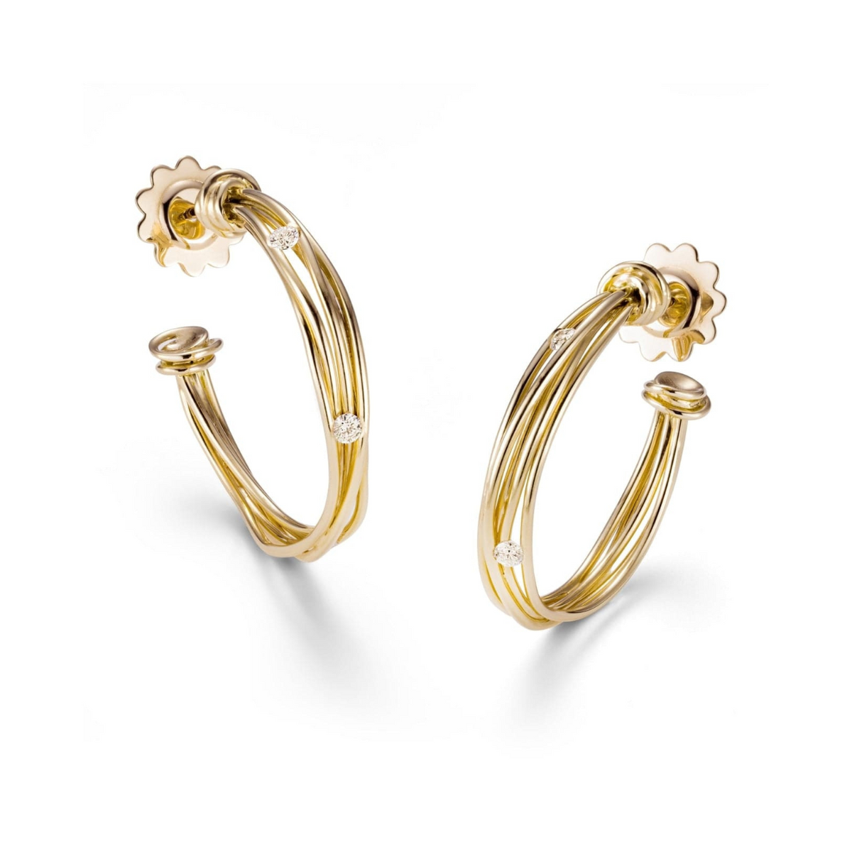 Mattioli Jewelry - Tibet 18K Yellow Gold Woven Diamond Tension Hoop Earrings | Manfredi Jewels