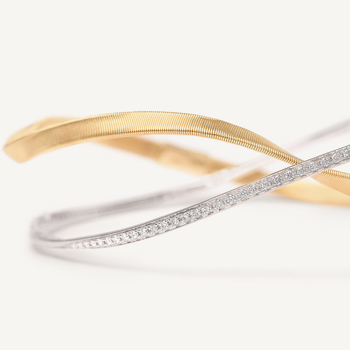 Marco Bicego Jewelry - Marrakech 18K Yellow and White Gold 2-Strand Diamonds Bangle Bracelet | Manfredi Jewels