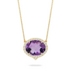 Viola 18K Yellow Gold Purple Amethyst & Diamond Halo Necklace