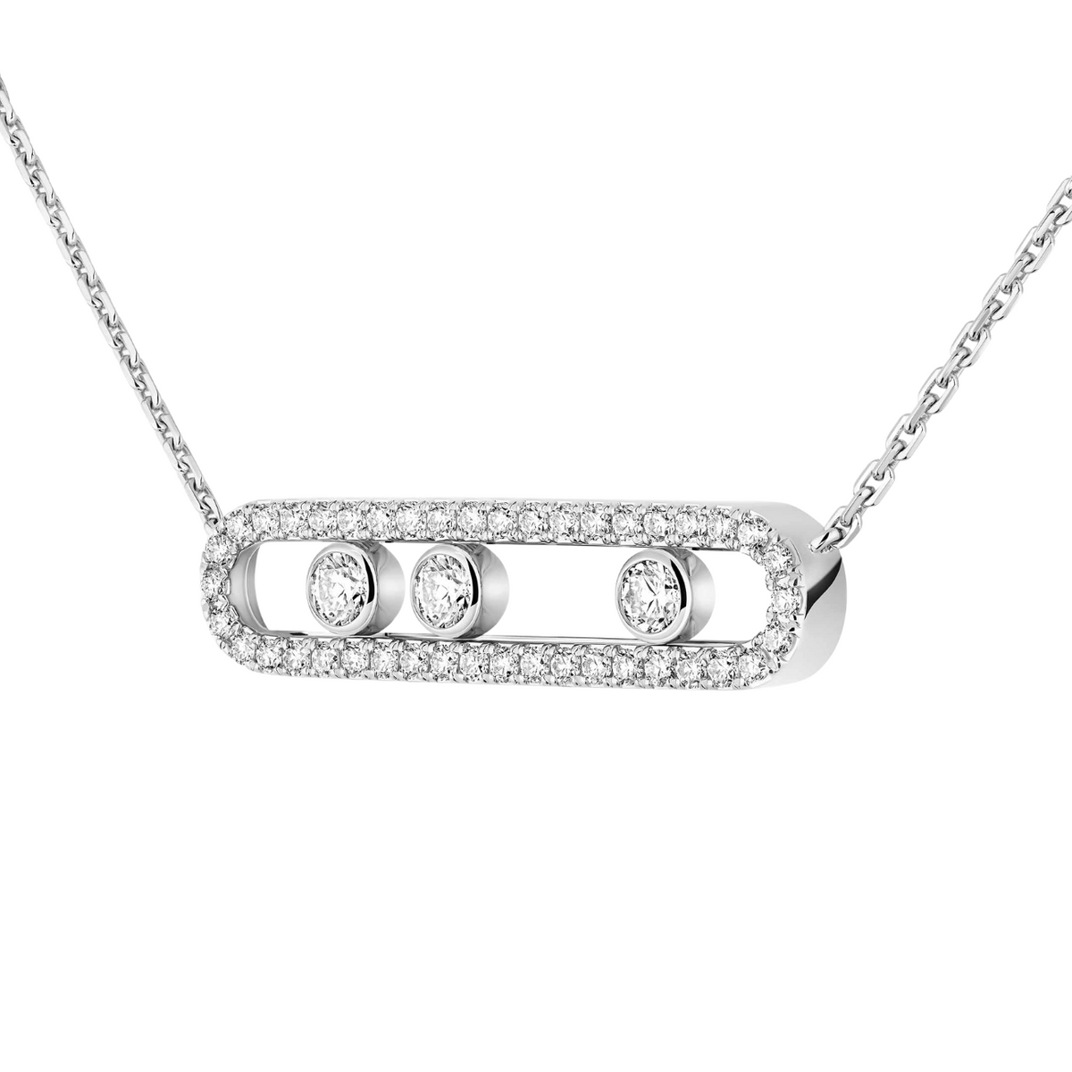 Messika Jewelry - 18K White Gold Move Pavé Diamond Necklace | Manfredi Jewels
