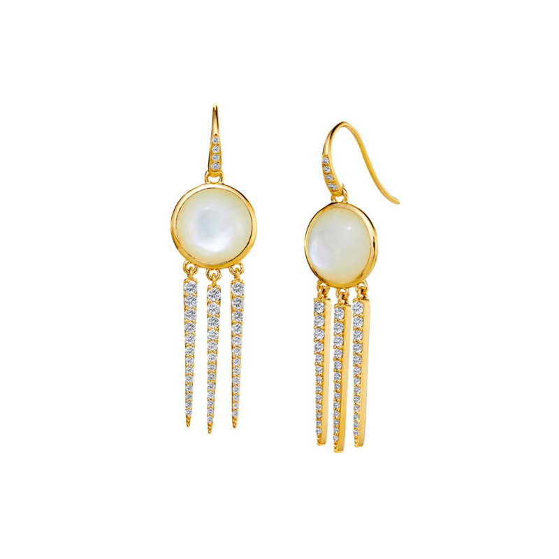 Chakra 18K Yellow Gold Mother of Pearl & Diamond Dream Catcher Earrings