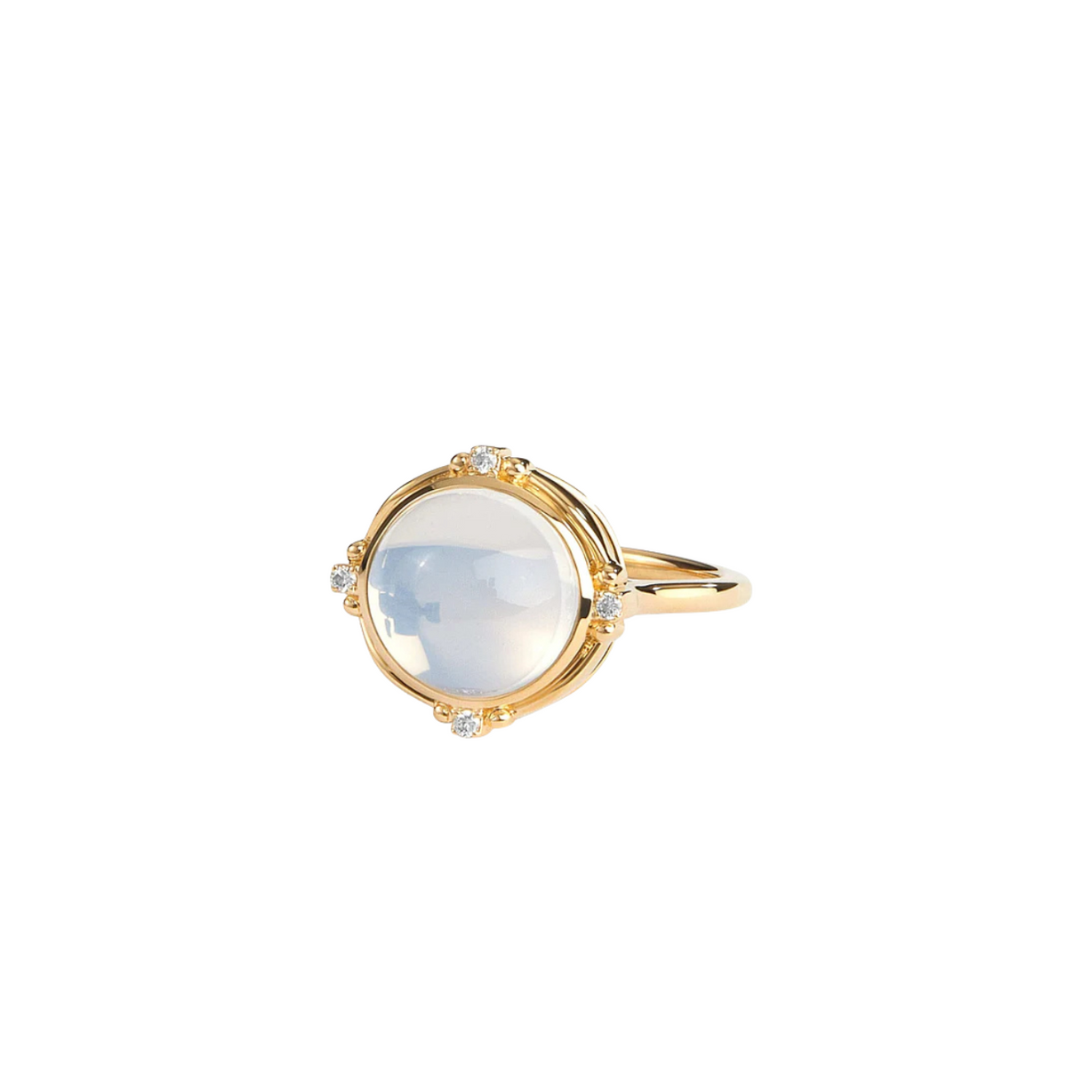 Syna Jewelry - 18K Yellow Gold Diamond & Moon Quartz Mogul Gem Ring | Manfredi Jewels