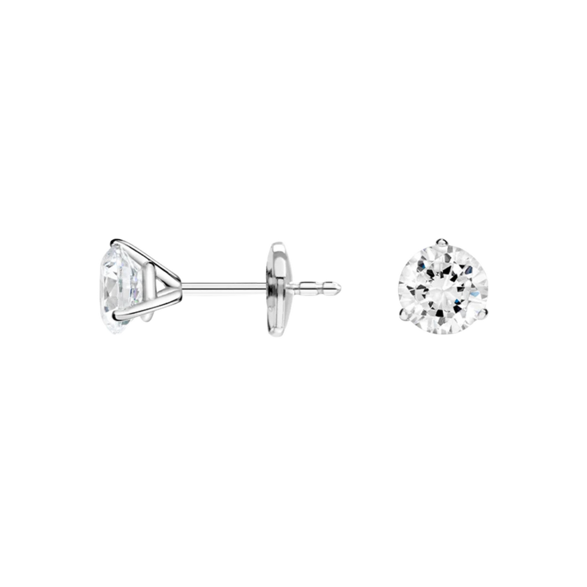 Manfredi Jewels Diamond - 18K White Gold 2.01 CTW F SI2 3 Prong Martini Setting Diamond Stud Earrings | Manfredi Jewels
