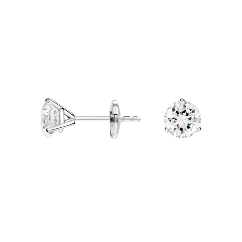 18K White Gold 2.01 CTW F SI2 3 Prong Martini Setting Diamond Stud Earrings