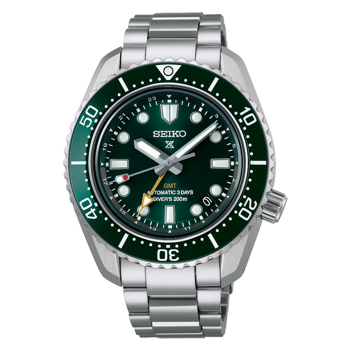 Seiko Watches - PROSPEX - LUXE 1968 HERITAGE DIVER GMT GREEN SPB381 | Manfredi Jewels