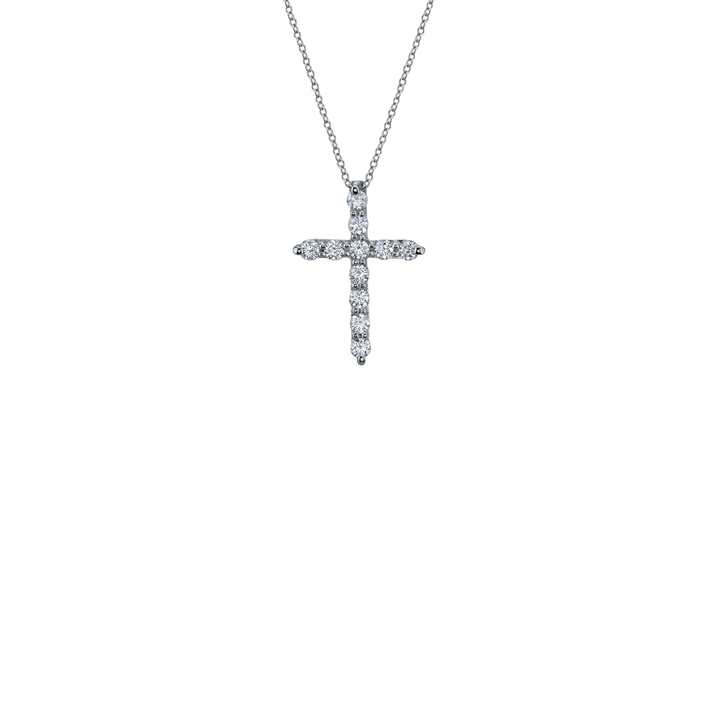 18K White Gold Diamond Set Cross - 0.72ctw